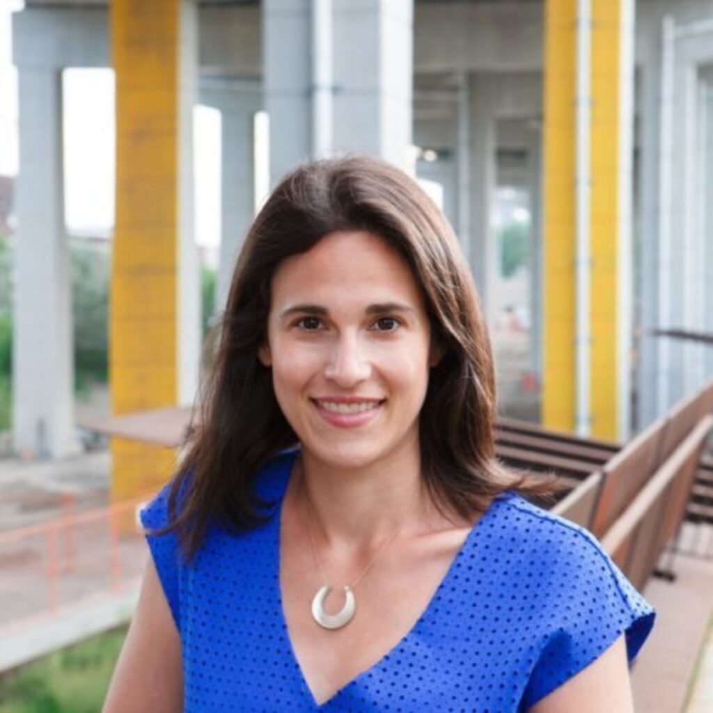 Head shot of Ilana Altman, Co-Executive Director of The Bentway, with Bentway site in background.